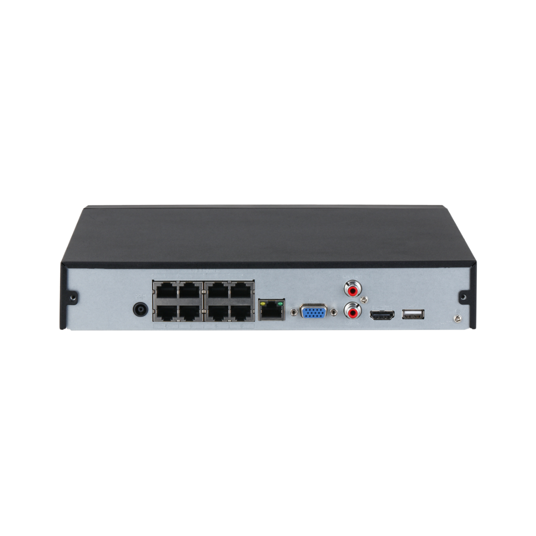 NVR 8 canais 144Mbps H265 HDMI 8PoE 1HDD IA