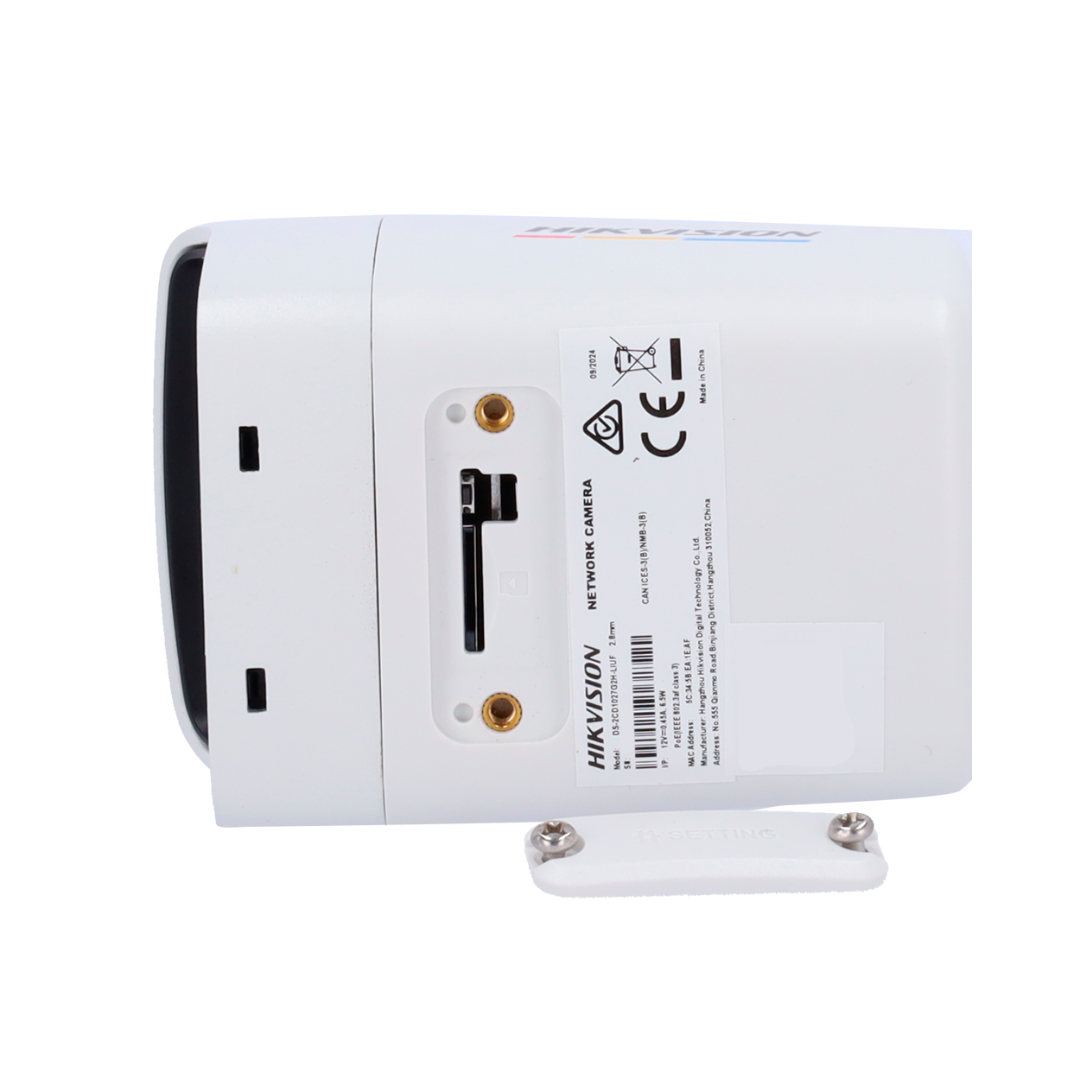 Câmara Bullet IP Hikvision 4MP | Lente de 2,8mm | MicroSD | IR 30m | WDR 120dB | Microfone Integrado | H. 265+ | IP67 | Detecção de Movimento 2.0