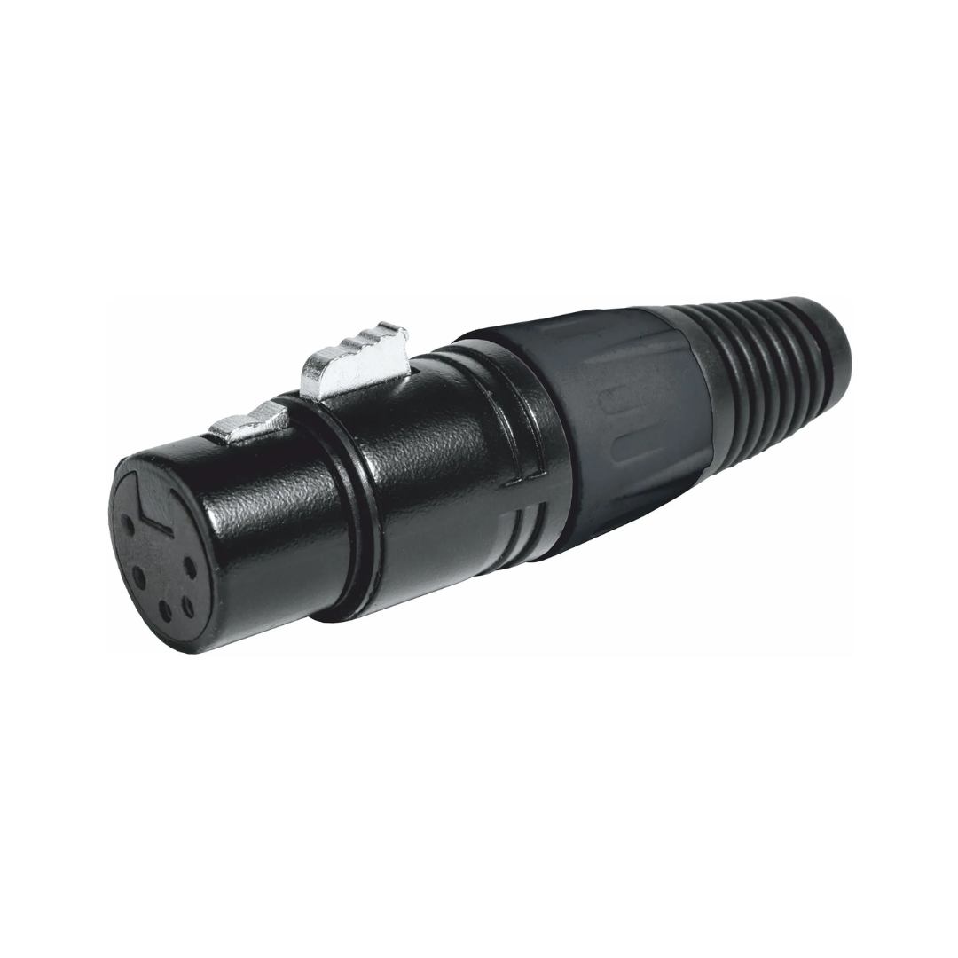 Conector XLR de 5 pinos, preto metalizado, macho