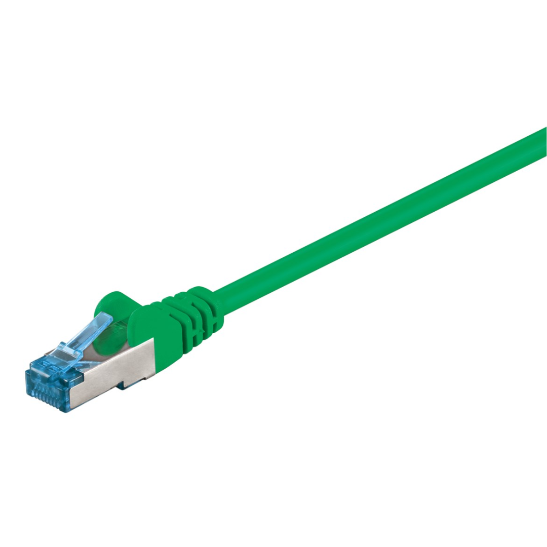 CAT 6A patch cable, S/FTP (PiMF), Green (CU), halogen-free (LSZH) cable jacket