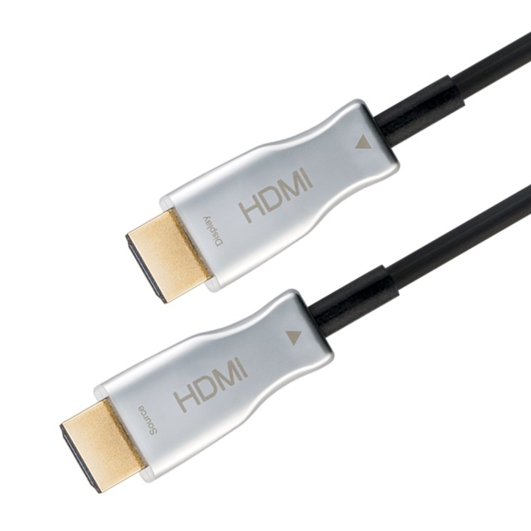 Cabo de fibra ótica HDMI 2.0 4K 60Hz, 20m, conector prateado