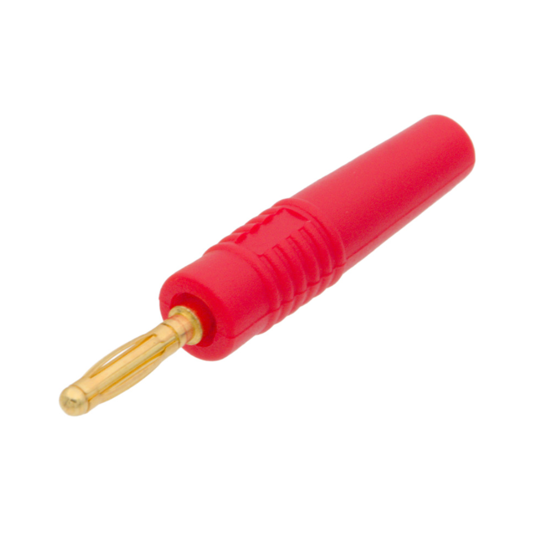 Tampão banana macho de 2 mm, corpo em silicone com 9 lâminas, vermelho