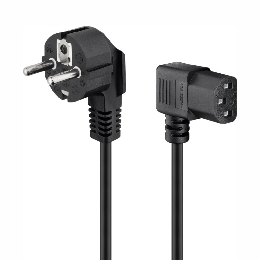 Cable Alimentación Schuko-C13 90o Negro