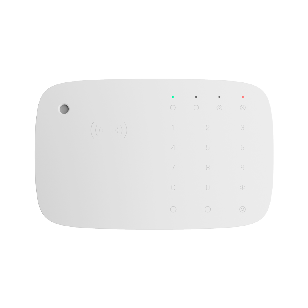 Ajax keyboard with RFID reader and siren. Grade 2 certified. System management with code and/or card/tag.