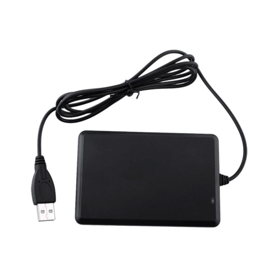 Leitor de cartões USB - Cartões Mifare 13,56 MHz - Comunicação USB - Simulação de teclado - Plug & Play - Compatível com software