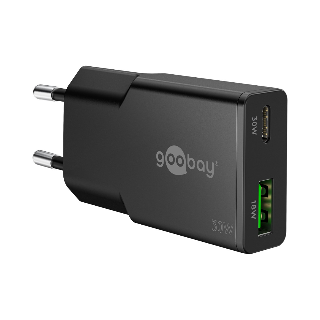 USB-C™ PD GaN Dual Slim Fast Charger (30W) Black