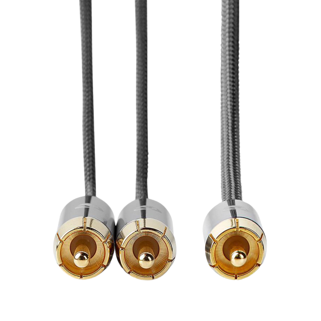 Male RCA Subwoofer Cable | 2x RCA Male | 4.5mm 3m
