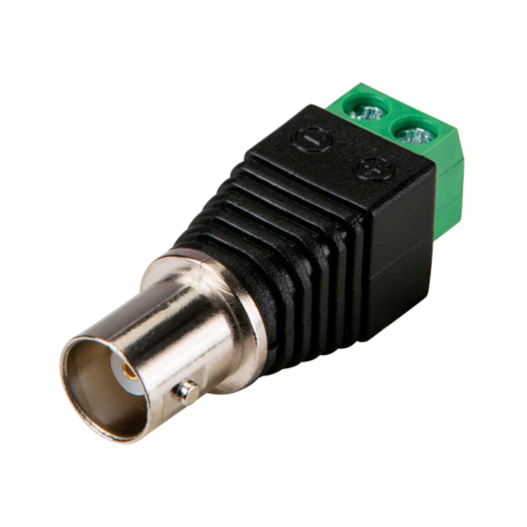 Conector BNC fêmea com saída de 2 terminais +/-