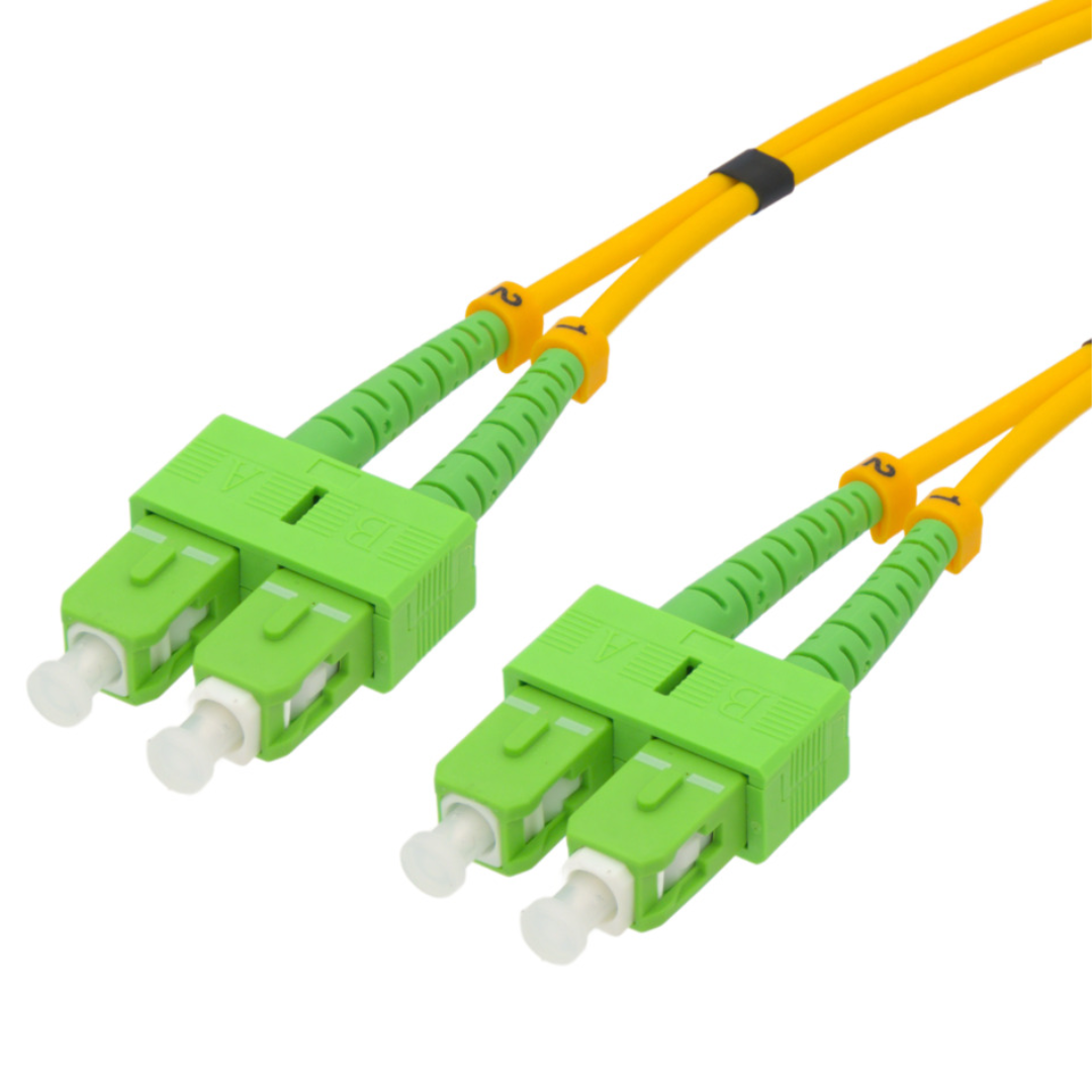 Cabo de fibra ótica SC/APC para SC/APC monomodo duplex de 1 metro