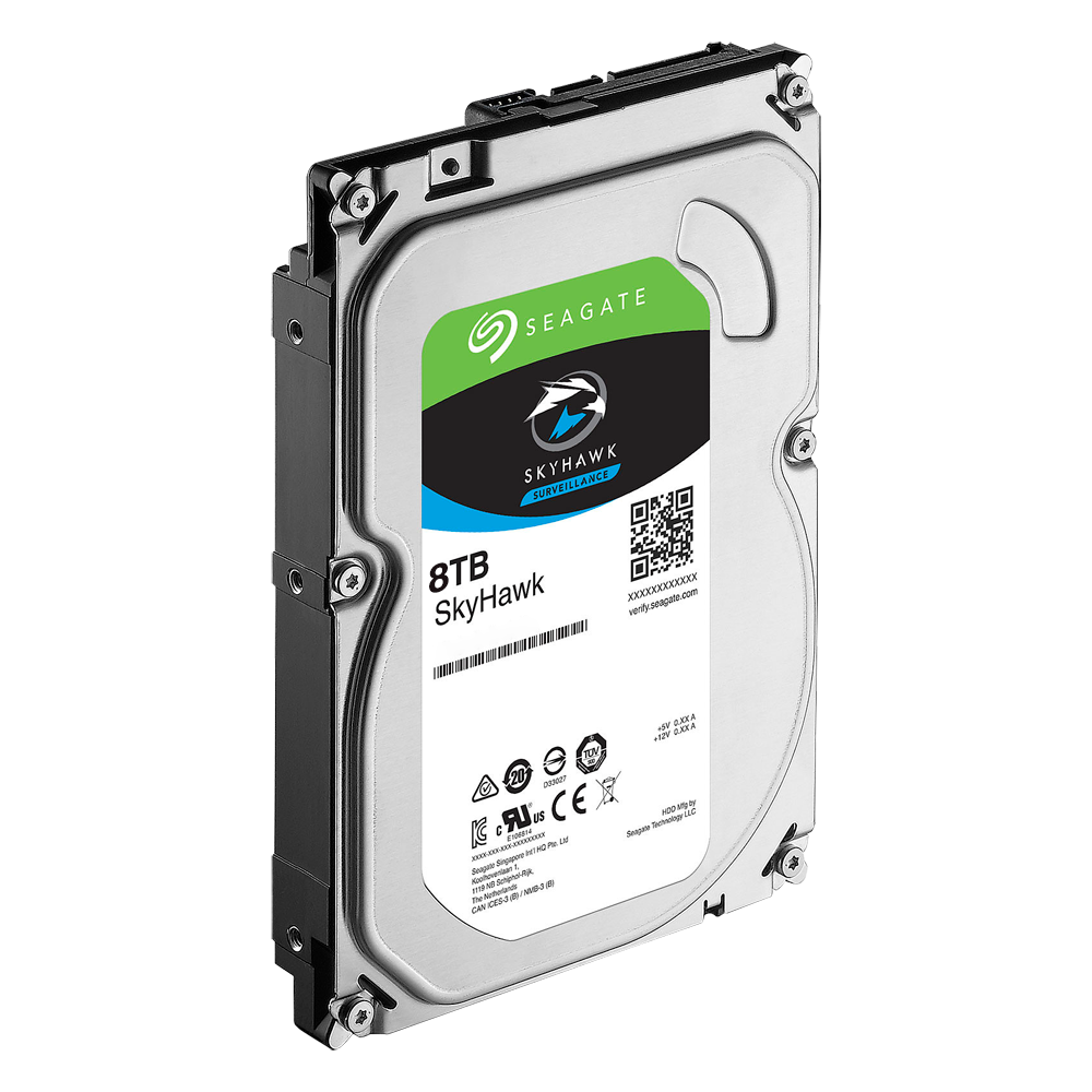Disco rígido Seagate | Skyhawk | Capacidade de 8 TB | Interface SATA 6 Gb/s | Modelo ST8000VX004 | Ideal para gravadores de vídeo | Disponível avulso ou instalado em DVRs