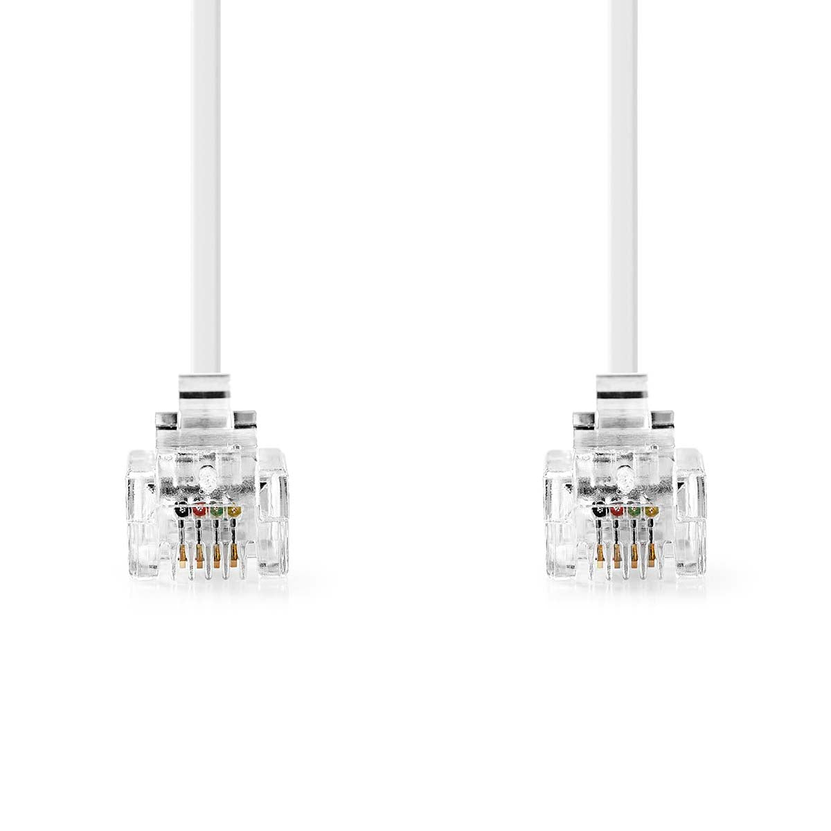 Telephone Cable | RJ11 Male | RJ11 Male | Cable Design: Flat | Nickel Plated | Cable Type: RJ11 | White