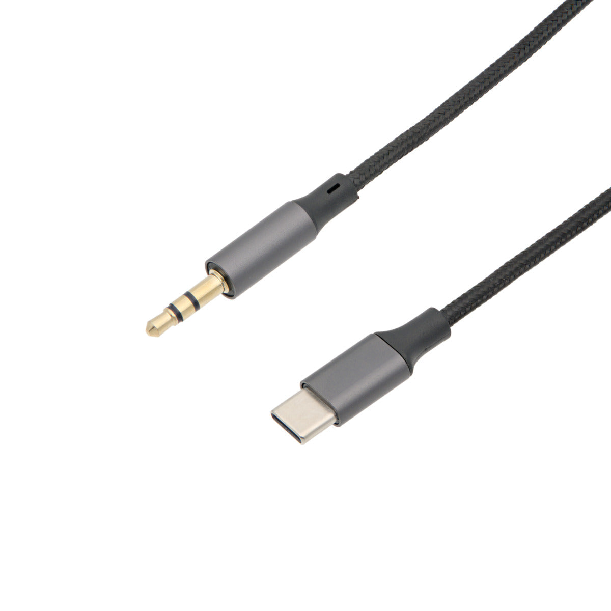 Cabo de áudio USB-C para 3,5 mm - Revestimento em nylon cinzento e som Hi-Fi - 1 m