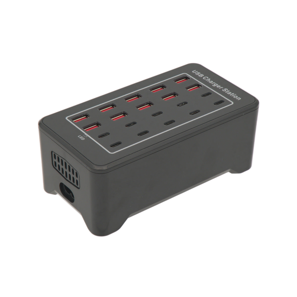 Base de Carga USB 100W – 20 Puertos (10 USB-A + 10 USB-C)
