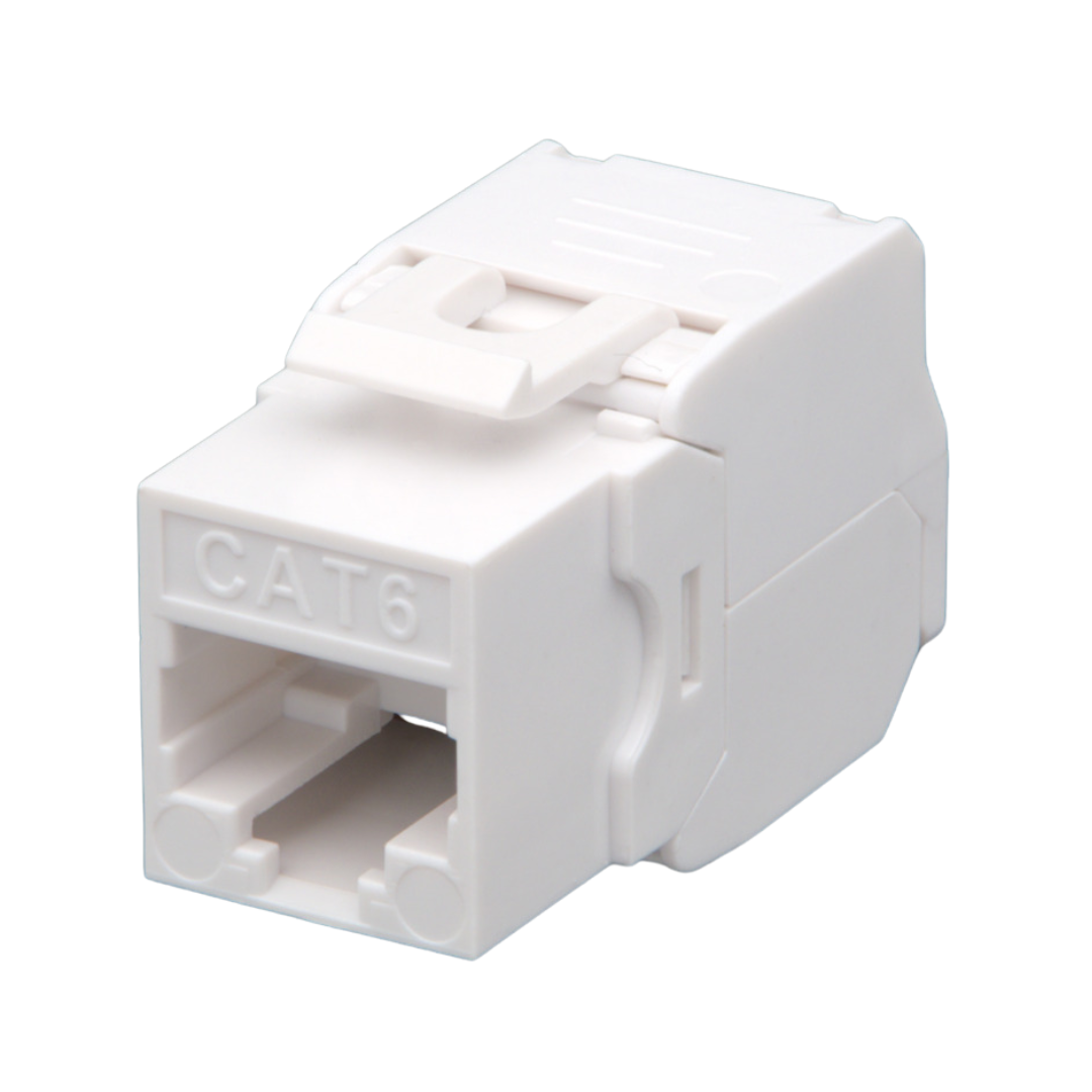 RJ45 UTP Keystone Cat.6 Blanco sin herramientas, 180 grados