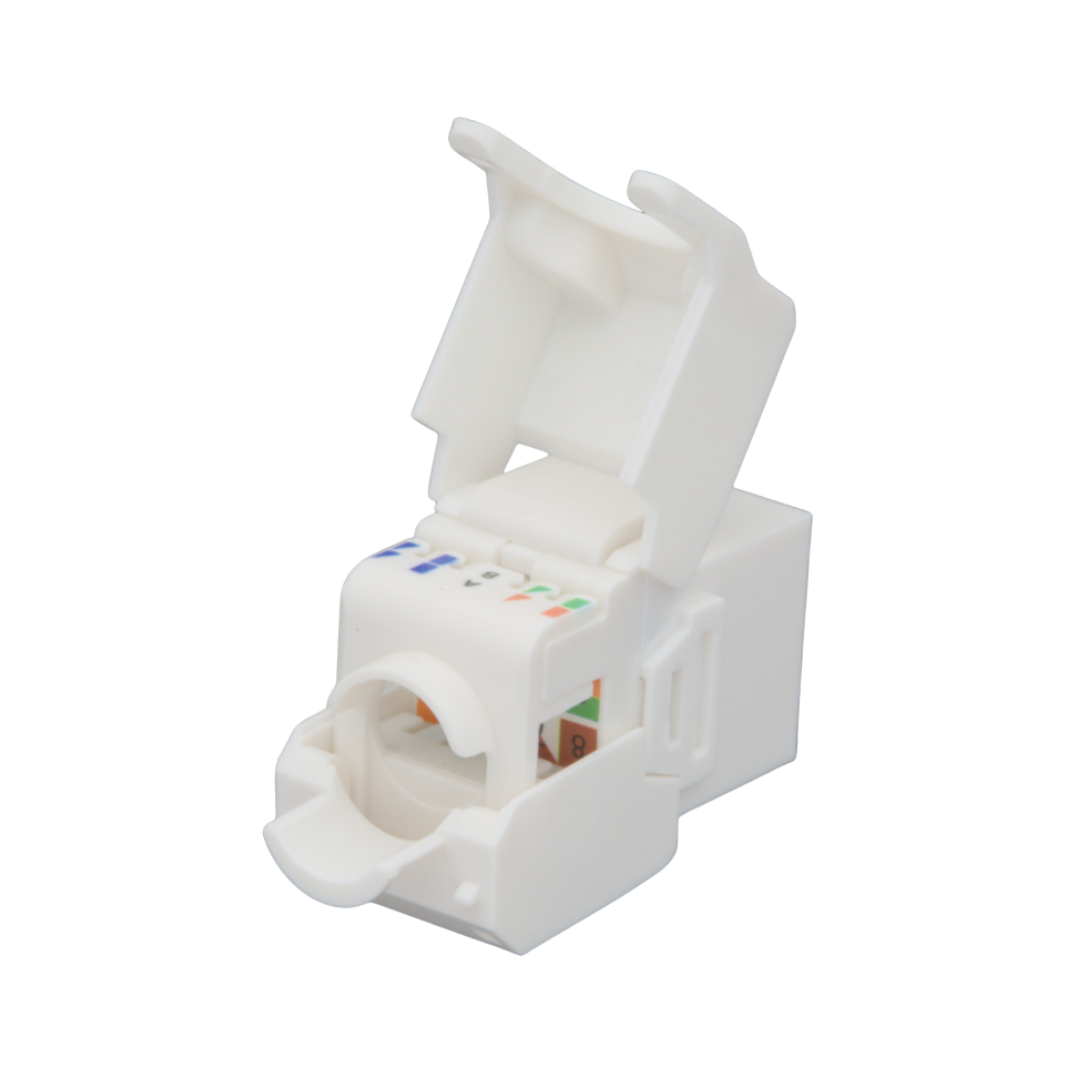 RJ45 UTP Keystone Cat.6 Blanco sin herramientas, 180 grados