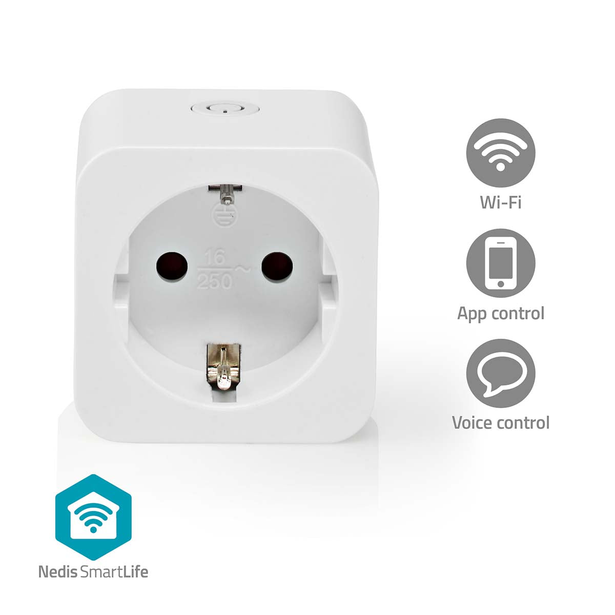 SmartLife Wi-Fi Smart Plug | IP21 | Power Meter | 3680 W | Type F (CEE 7/3) | 0 - 55 °C | Android™ / iOS | White | 1 pc
