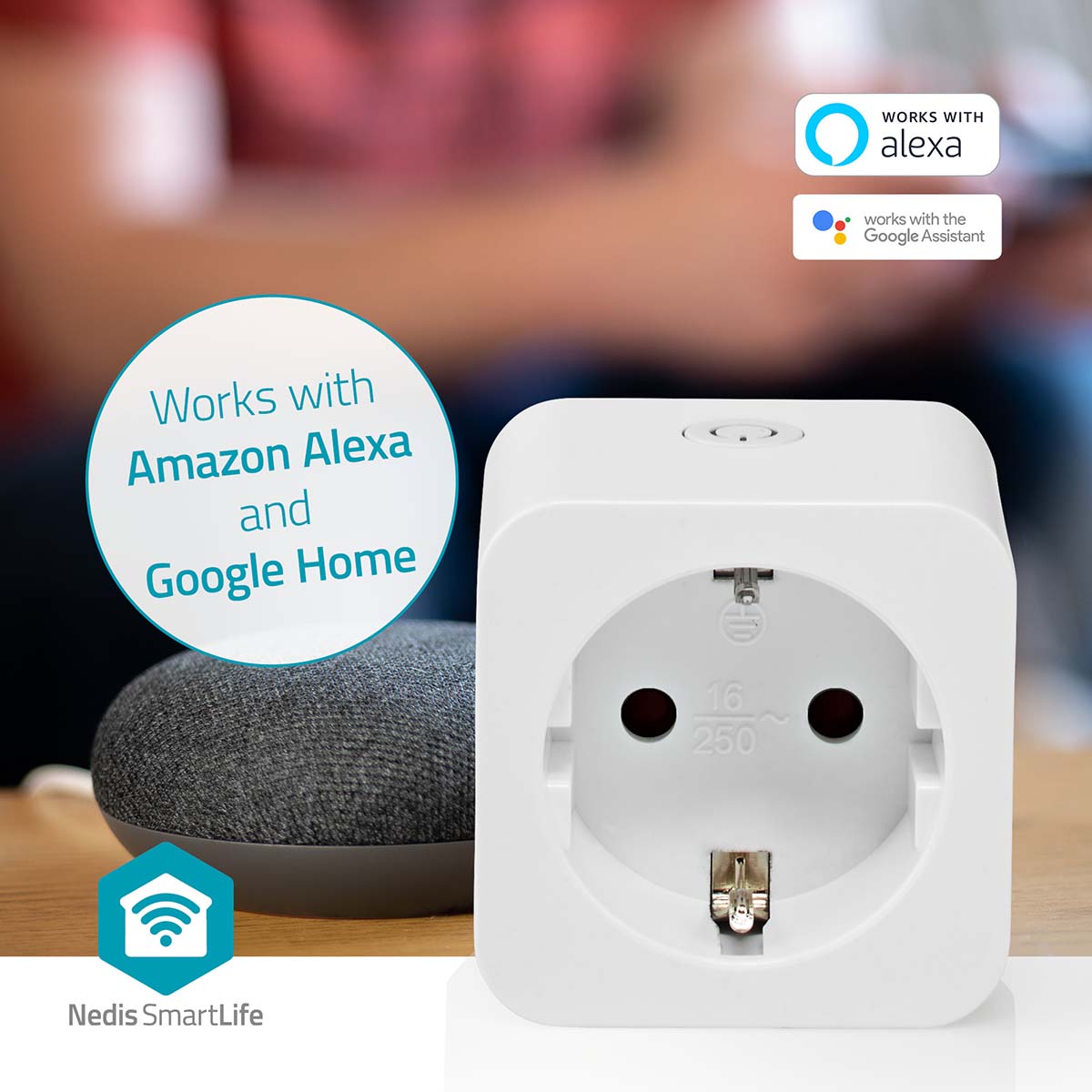 SmartLife Wi-Fi Smart Plug | IP21 | Power Meter | 3680 W | Type F (CEE 7/3) | 0 - 55 °C | Android™ / iOS | White | 1 pc