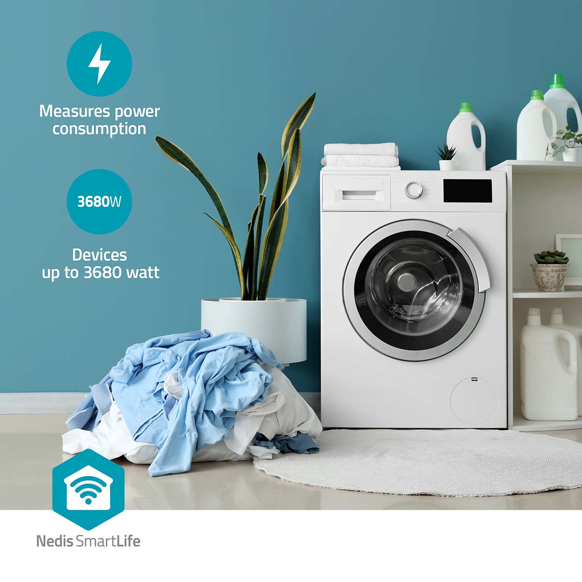 SmartLife Wi-Fi Smart Plug | IP21 | Power Meter | 3680 W | Type F (CEE 7/3) | 0 - 55 °C | Android™ / iOS | White | 1 pc