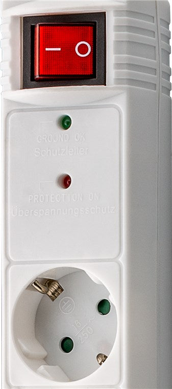 Power strip with 6 sockets, 1.4 m cable, white