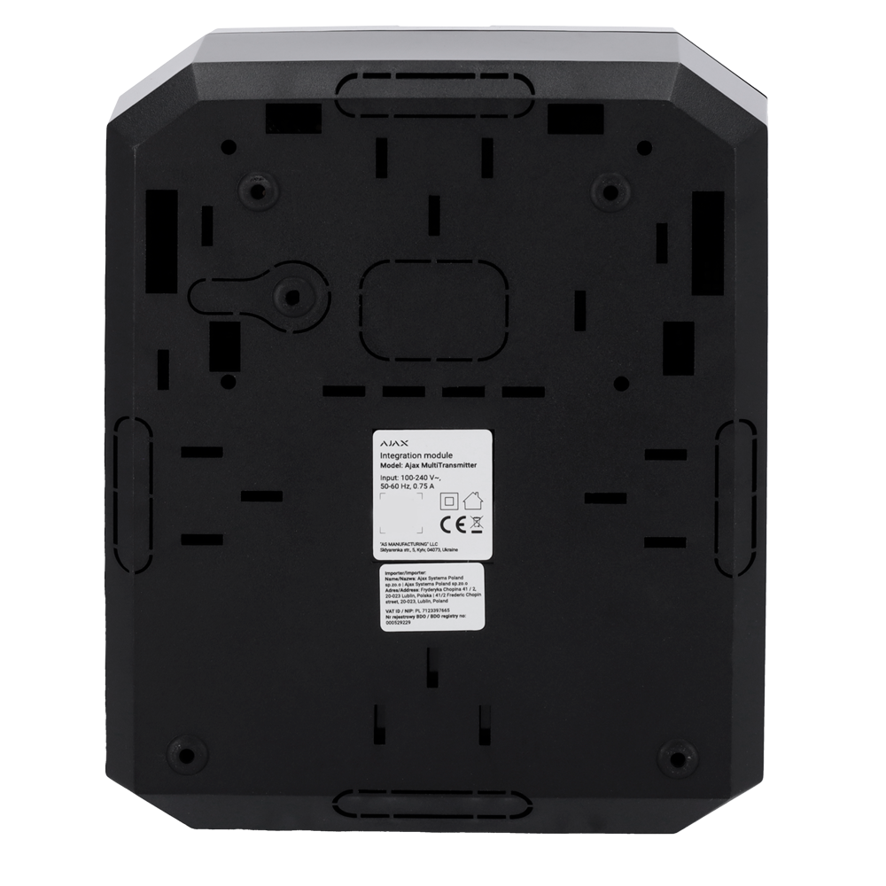 AJAX radio multi-transmitter with up to 18 wired alarm and tamper inputs. Configurable alarm.