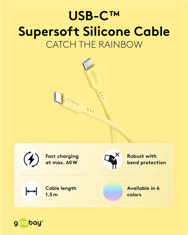 Cabo de silicone USB-C 2.0 de 1,5 m