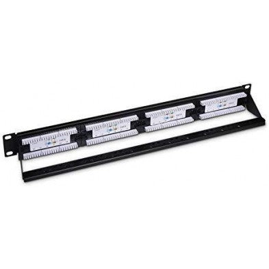 Painel de ligação CAT6 UTP 1U x 24 portas com passagem de cabos traseira