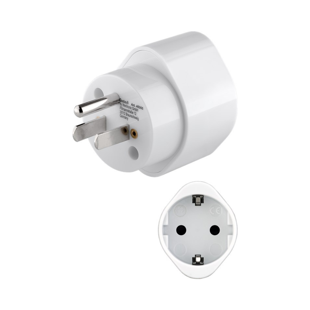 Adaptador de viagem Europa para EUA/Japão, branco
