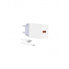 Argador de red 3.1A (1 x Usb-a + Cable Type-c 1m) - Blanco Cargador