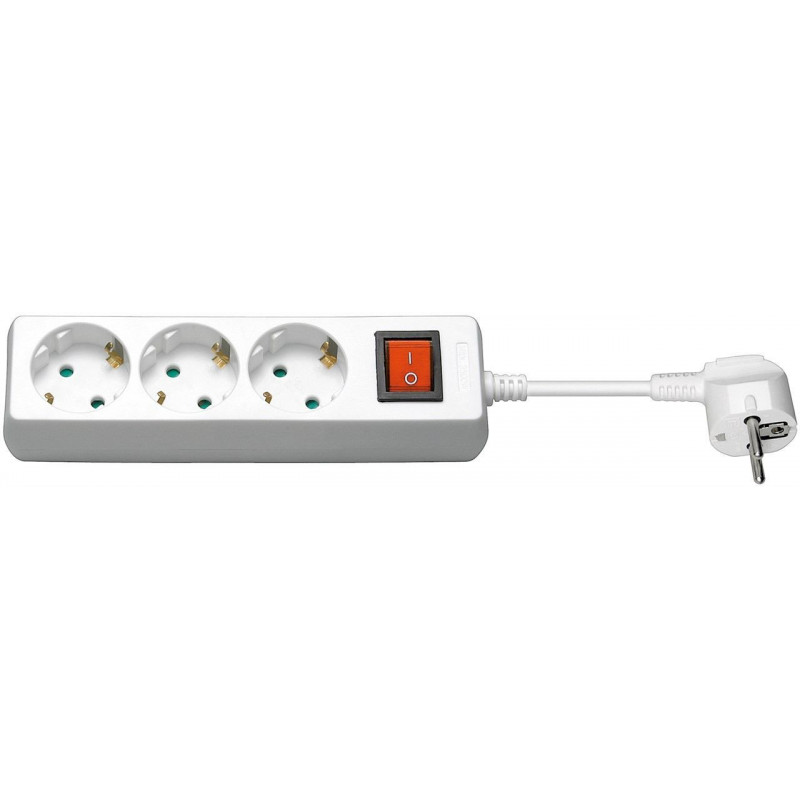 Regleta enchufes 3 tomas - con interruptor (3 metros) > conexiones  alimentacion > cables y conectores > regleta enchufes