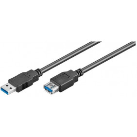 Cable USB 3.0 (A Macho / A Hembra) de 3.00m Negro Cables