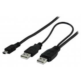 Cable USB 2power (AM+Am/miniusb/m) de 0.60m