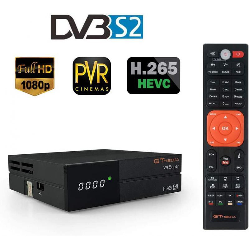 GT Media V9 Super DVB S2 Decodificador, Satélite Receptor de TV Digital  H.265 1080p