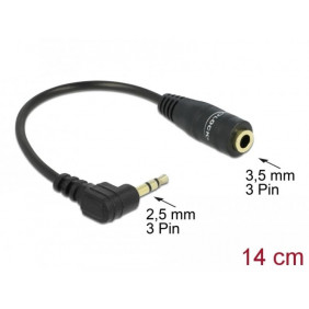 Cable Audio Estéreo 2,5 mm Macho en Ángulo 3,5 Hembra 3 Pines 14 cm Cables