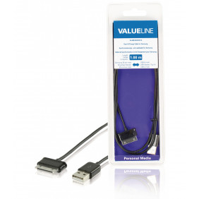 Cable de Sincronización y Carga Para Samsung, 30 Pines Macho - USB A Macho, Negro 1,00 m Cables