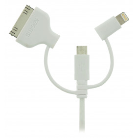 Cable de Carga y Sincronización Sweex 3 en 1 USB 2.0 A Macho - Micro B + Adaptador Lightning