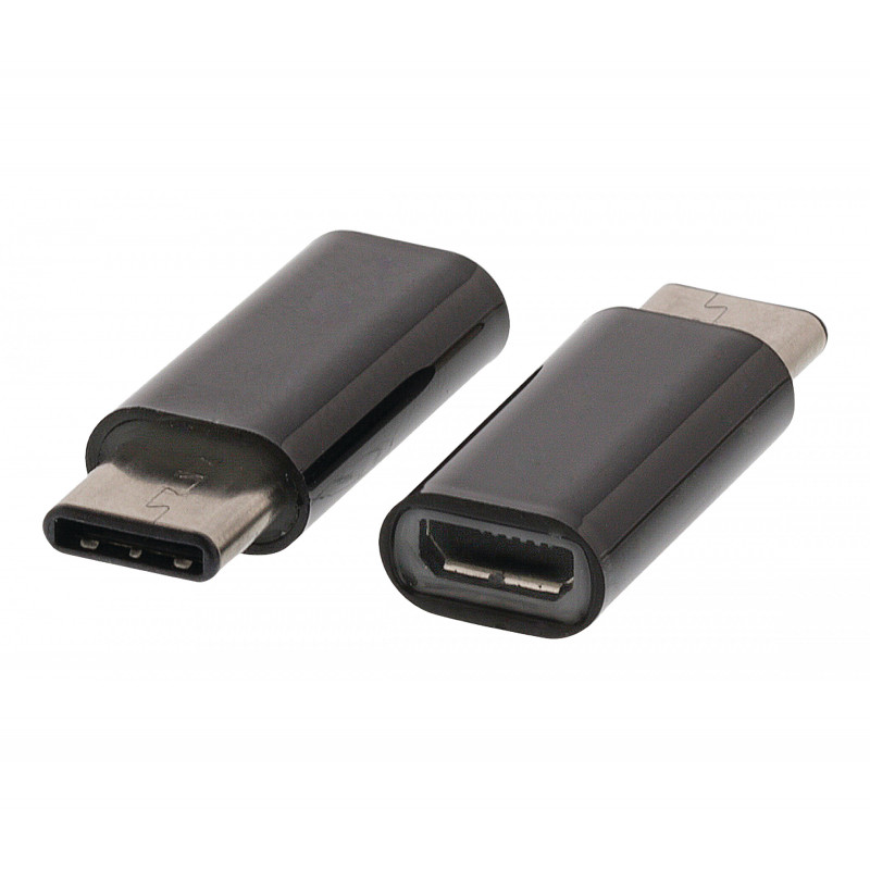 Adaptador USB 2.0 Micro B Hembra - C Macho 0,15 en Color Negro
