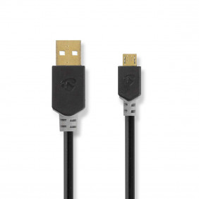 Cable USB 2.0 | USB-A macho | USB Micro-B Macho | 480 Mbps | Chapado en oro | 2.00 m | PVC | Antracita | Caja de ventana