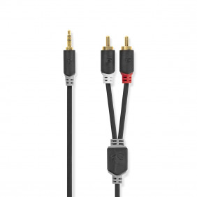 Cable de Audio Estéreo | Macho 3,5 mm - 2x RCA 0,5 m Antracita
