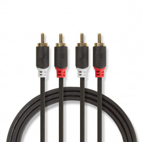 Cable de Audio Estéreo | 2x RCA Macho - 1,0 m Antracita |Bolsa de polipropileno