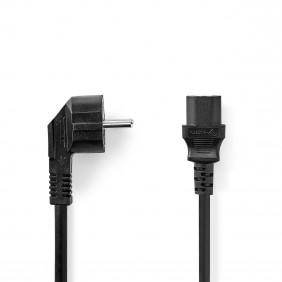 Cable de Alimentación 3 x 1,5 mm² | Schuko Macho en Ángulo - Iec-320-c13 2,0 m Negro Cables