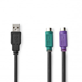Cable Adaptador de USB - Ps/2 | A Macho 2 x Hembra 0,3 m Negro Cables