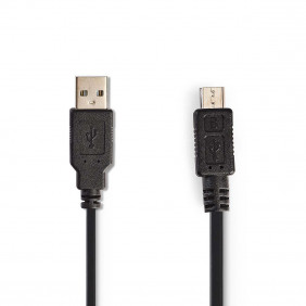 Cable USB 2.0 en Espiral | A Macho - Micro B 2,0 m Negro Cables