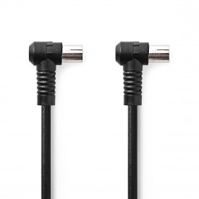 Cable Coaxial de 120 dB | IEC (Coaxial) Macho en Ángulo - Hembra 1,5 m Negro