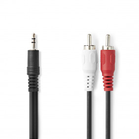 Cable de Audio Estéreo | Macho 3,5 mm - 2x RCA 1,0 m Negro