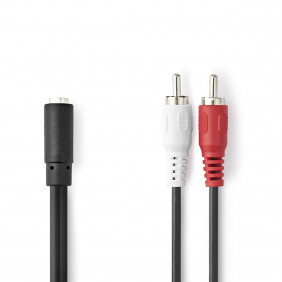 Cable de Audio Estéreo | 2x RCA Macho - Hembra 3,5 mm 0,2 m Negro| Bolsa de polipropileno