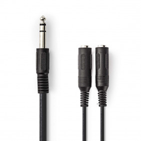 Cable de Audio Estéreo | Macho 6,35 mm - 2x Hembra 0,2 m Negro Cables
