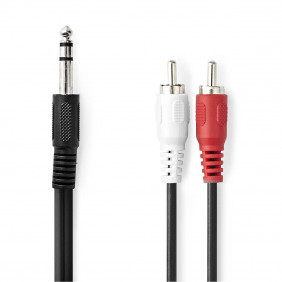 Cable de Audio Estéreo | Macho 6,35 mm - 2x RCA 2,0 m Negro