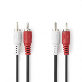 Cable de Audio Estéreo | 2x RCA Macho - 1,0 m Negro Cables |Bolsa Polybag