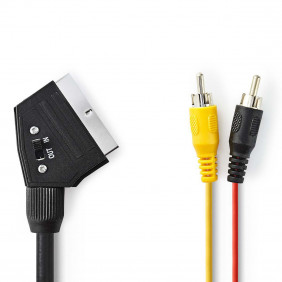 Cable Scart Conmutable | Macho - 2x RCA 2,0 m Negro
