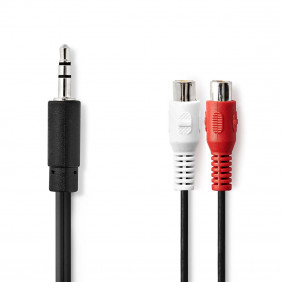 Cable de Audio Estéreo | Macho 3,5 mm - 2x RCA Hembra 0,2 m Negro Adaptador